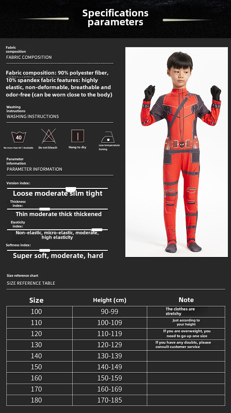 Disfraz de Deadpool para Halloween: mono ajustado para niños, mochila con doble cuchillo para adultos, traje para niños.