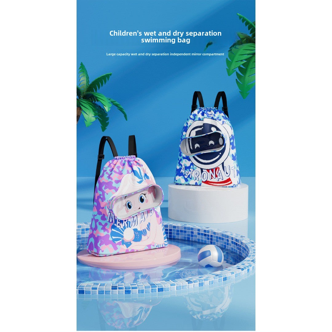 Bolsa de natación infantil, neceser con separadores para artículos secos y húmedos, bolsa de almacenamiento de natación de gran capacidad, mochila organizadora para la playa. 