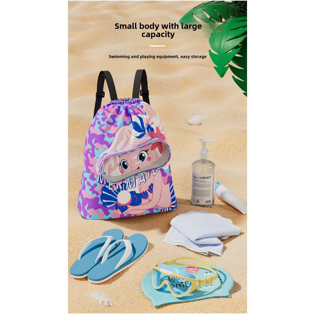Bolsa de natación infantil, neceser con separadores para artículos secos y húmedos, bolsa de almacenamiento de natación de gran capacidad, mochila organizadora para la playa. 