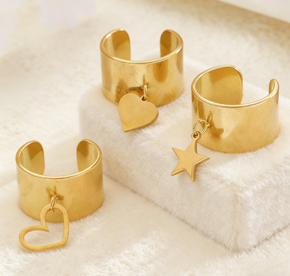 French Vintage Star & Heart Stainless Steel Ring
