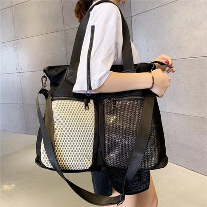 Large Shoulder Bag Simple Leisure Big Bag Nylon Mesh Shoulder Detachable Shoulder strap  hobo