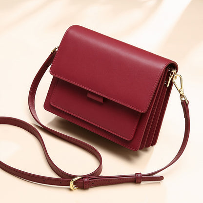 Bolso pequeño de piel auténtica, bolso de hombro informal, bandolera de forma cuadrada