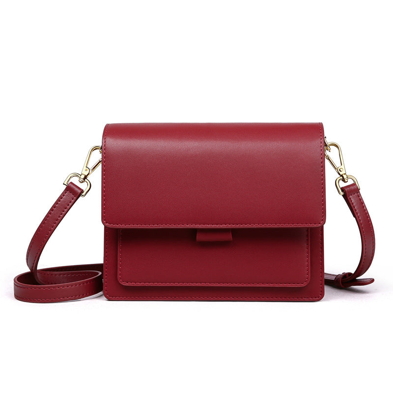 Bolso pequeño de piel auténtica, bolso de hombro informal, bandolera de forma cuadrada