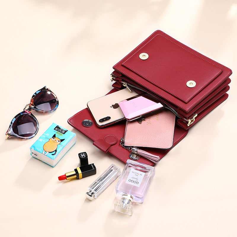 Bolso pequeño de piel auténtica, bolso de hombro informal, bandolera de forma cuadrada