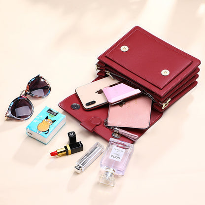 Bolso pequeño de piel auténtica, bolso de hombro informal, bandolera de forma cuadrada