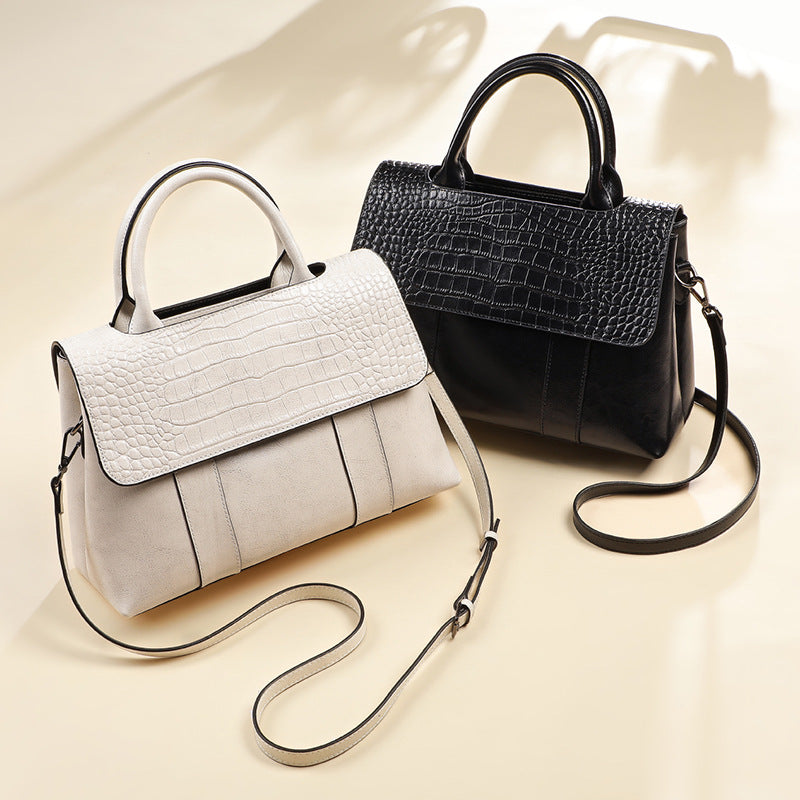 Bolso tote bandolera para mujer de piel auténtica de cocodrilo