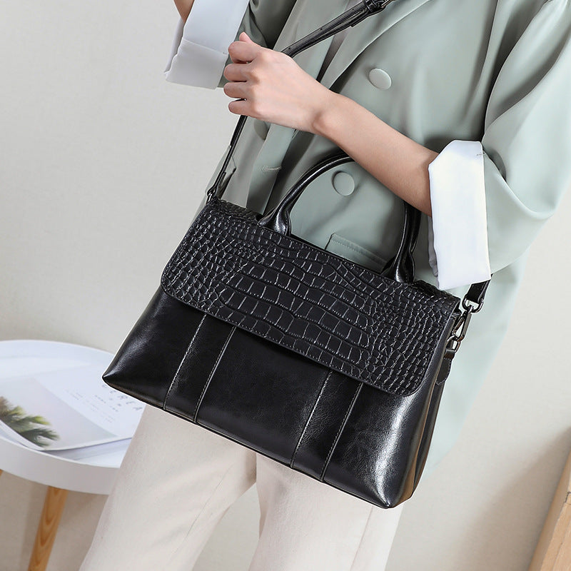 Bolso tote bandolera para mujer de piel auténtica de cocodrilo