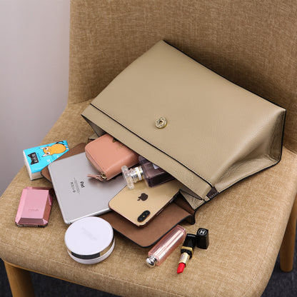 Bolso bandolera de piel auténtica de gran capacidad, estilo tote.