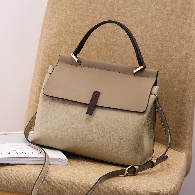 Bolso bandolera de piel auténtica de gran capacidad, estilo tote.