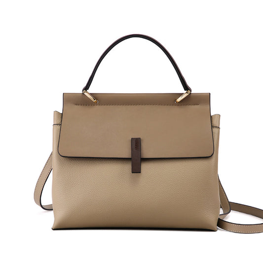 Bolso bandolera de piel auténtica de gran capacidad, estilo tote.