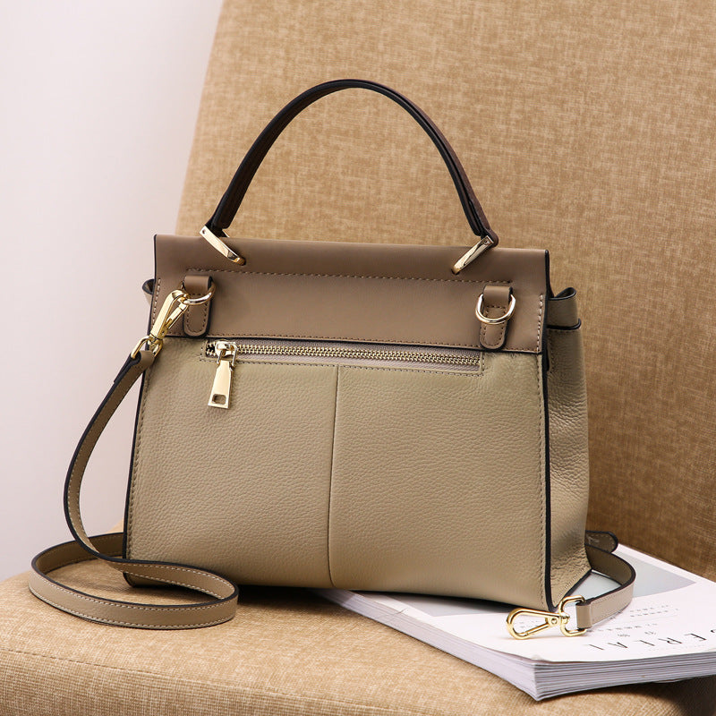 Bolso bandolera de piel auténtica de gran capacidad, estilo tote.