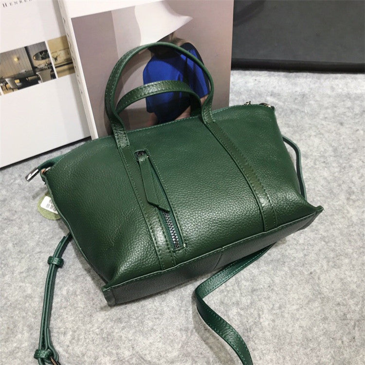 Bolso tote de piel auténtica, bolso de hombro de piel de vacuno