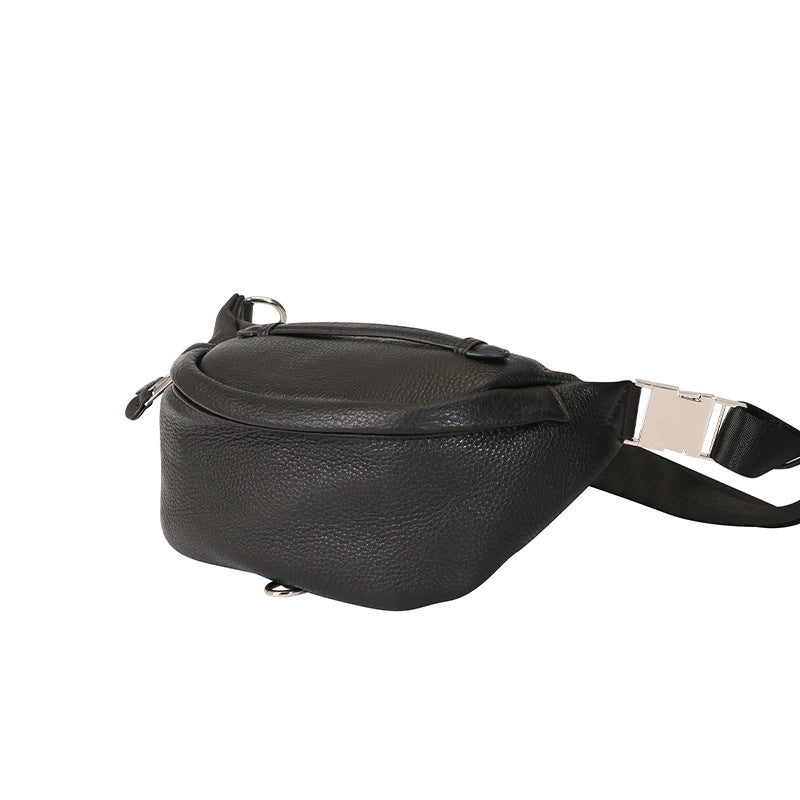 Riñonera de piel auténtica para mujer, elegante bandolera unisex para viajes y running.