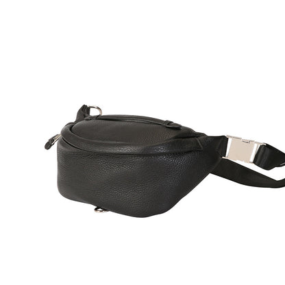 Riñonera de piel auténtica para mujer, elegante bandolera unisex para viajes y running.