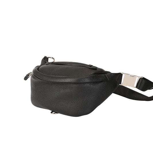 Riñonera de piel auténtica para mujer, elegante bandolera unisex para viajes y running.