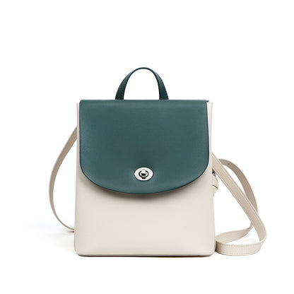 Mochila de mujer, bolso de mano de capacidad media, de piel auténtica.