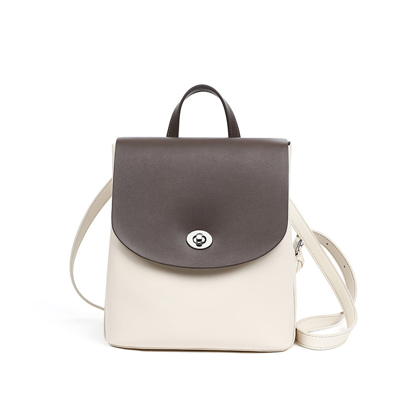 Mochila de mujer, bolso de mano de capacidad media, de piel auténtica.