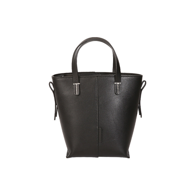 Bolso tote sencillo de piel auténtica para mujer, elegante bolso tipo cartera en tono antiguo.