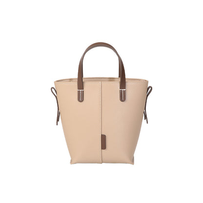 Bolso tote sencillo de piel auténtica para mujer, elegante bolso tipo cartera en tono antiguo.