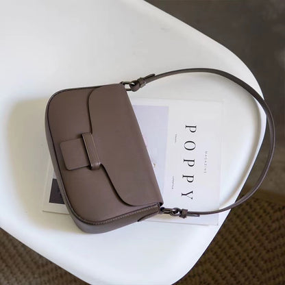 Genuine leather small shoulder bag for women trendy classic style hobo