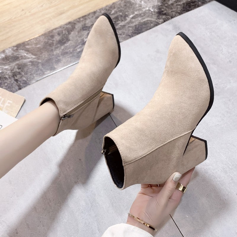 Women's Stacked Heel Ankle Bootie Shoes
