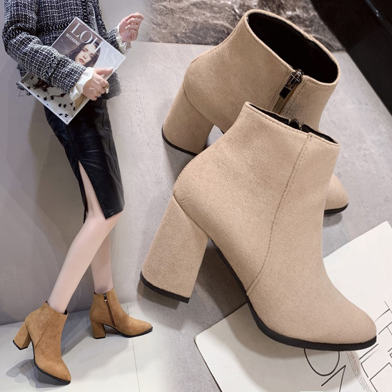 Women's Stacked Heel Ankle Bootie Shoes