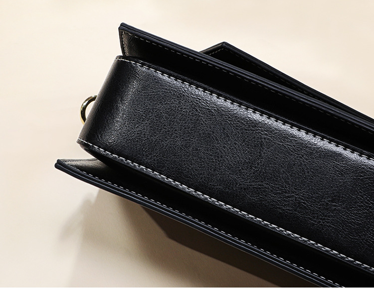 Bolso bandolera pequeño cuadrado de piel auténtica para mujer, con forma geométrica.