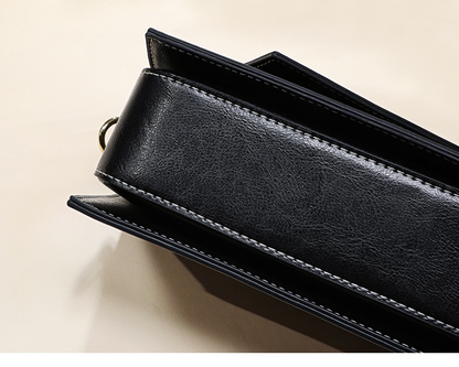 Bolso bandolera pequeño cuadrado de piel auténtica para mujer, con forma geométrica.