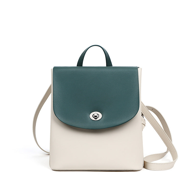 Mochila de mujer, bolso de mano de capacidad media, de piel auténtica.