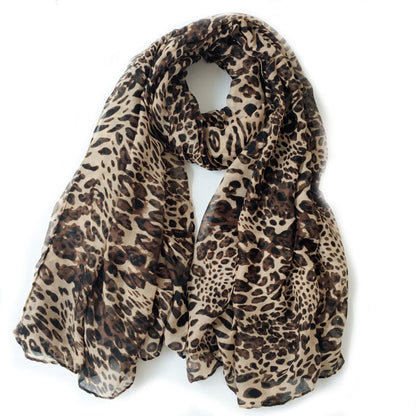 Summer Scarves for Women Lightweight Leopard Print Hawaiian Wrap Beach Shawl Voile Head Scarf Leopard Print scarf