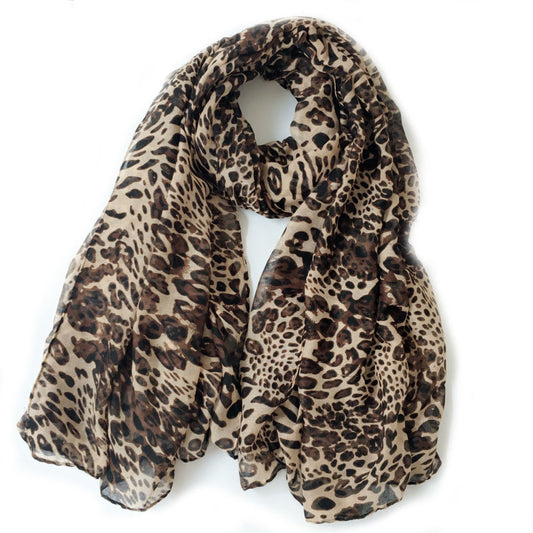 Summer Scarves for Women Lightweight Leopard Print Hawaiian Wrap Beach Shawl Voile Head Scarf Leopard Print scarf