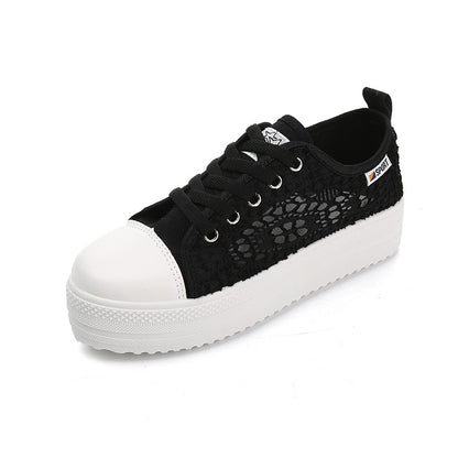 Zapatillas deportivas de lona para mujer, con parte superior de malla tejida y corte bajo.