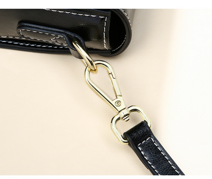 Bolso bandolera pequeño cuadrado de piel auténtica para mujer, con forma geométrica.