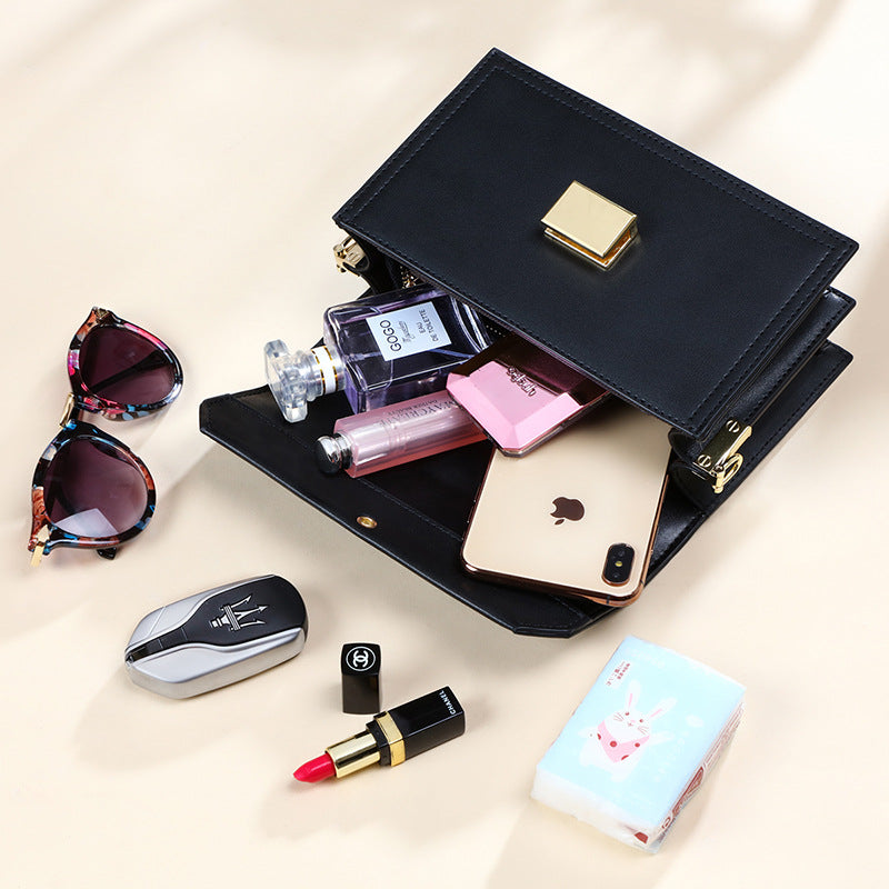 Bolso bandolera de piel auténtica con cadena, bolso cruzado, bolso cuadrado pequeño combinable