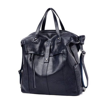 Mochila para mujer, mochila grande utilitaria de piel vegana con acabado envejecido