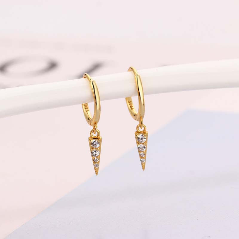 Pendientes de cono triangular con diamantes brillantes - Pendientes de estilo punk para mujer