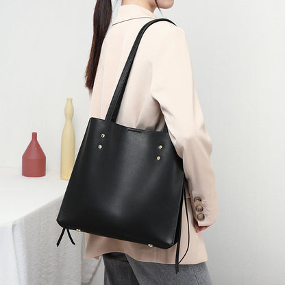 Genuine leather large hobo bag for women commuter bucket bag 5558