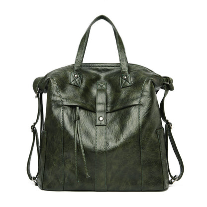 Mochila para mujer, mochila grande utilitaria de piel vegana con acabado envejecido