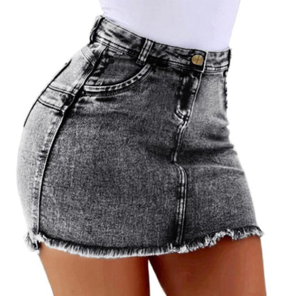 Women's Denim Shorts - Frayed Raw Hem Ripped Jeans Shorts
