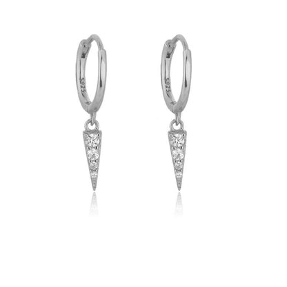 Pendientes de cono triangular con diamantes brillantes - Pendientes de estilo punk para mujer