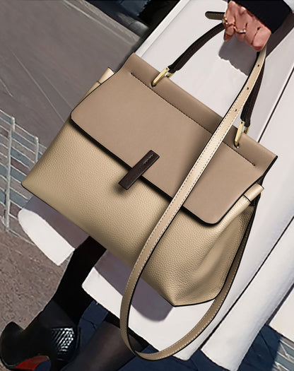 Bolso bandolera de piel auténtica de gran capacidad, estilo tote.