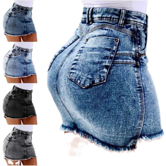 Women's Denim Shorts - Frayed Raw Hem Ripped Jeans Shorts