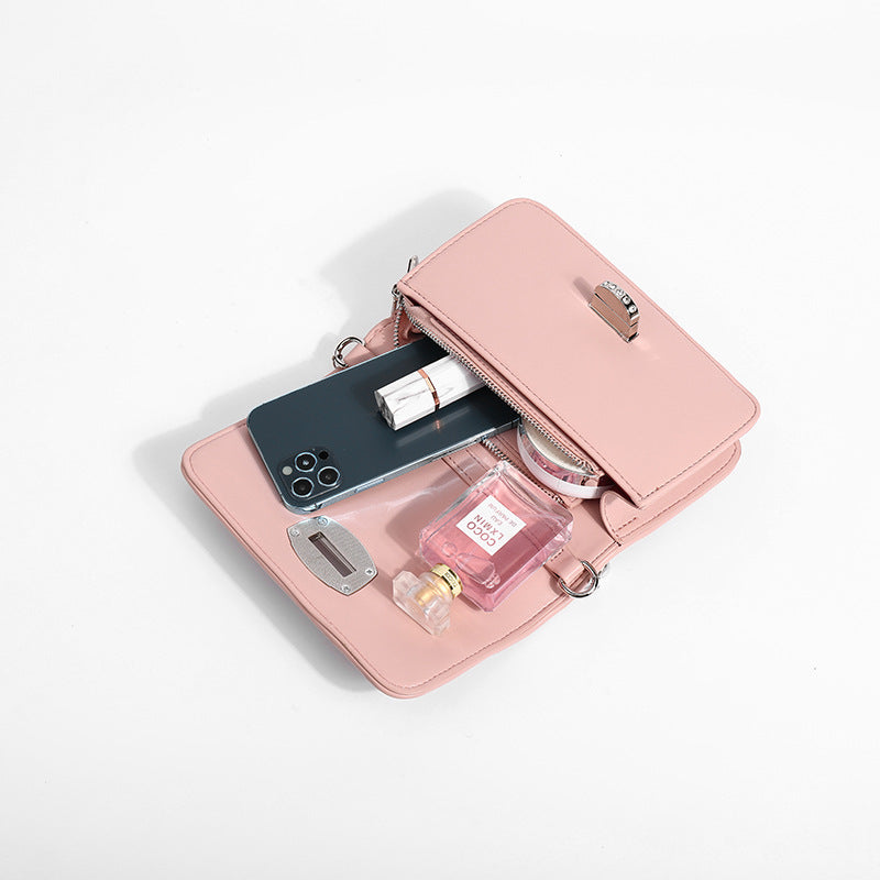 Bolso sencillo de mujer, bolso de moda con bordado y cadena de diamantes, bolso bandolera de hombro único