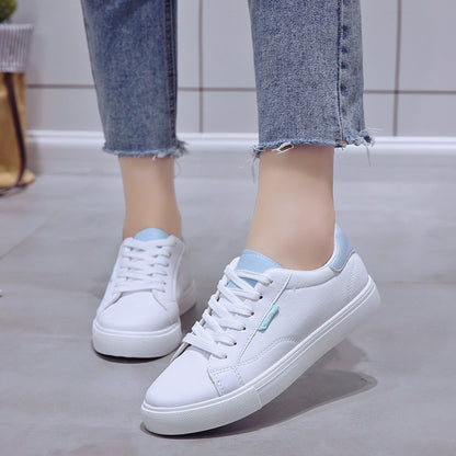 White Women's Sneakers - Flat Bottom Casual Shoes
