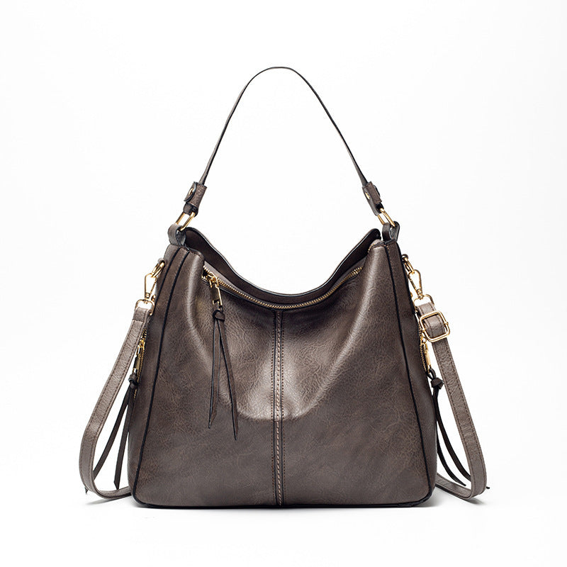 Large vegan leather hobo handbag for women with detachable long strap
