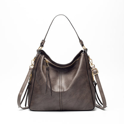 Large vegan leather hobo handbag for women with detachable long strap