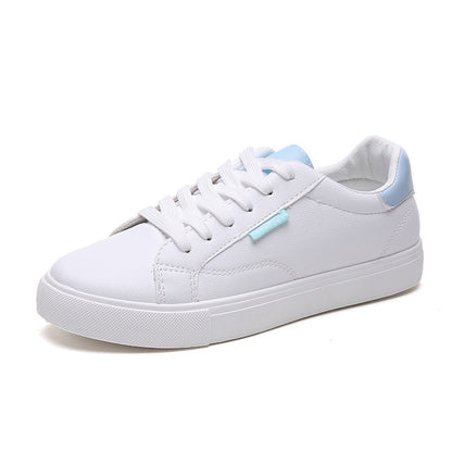 White Women's Sneakers - Flat Bottom Casual Shoes