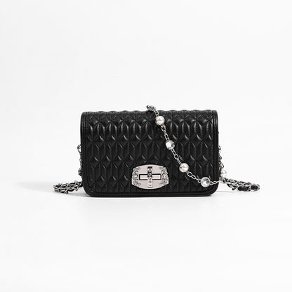 Bolso sencillo de mujer, bolso de moda con bordado y cadena de diamantes, bolso bandolera de hombro único