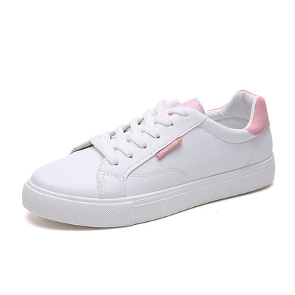 White Women's Sneakers - Flat Bottom Casual Shoes
