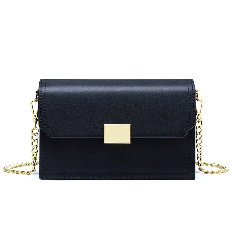 Bolso bandolera de piel auténtica con cadena, bolso cruzado, bolso cuadrado pequeño combinable